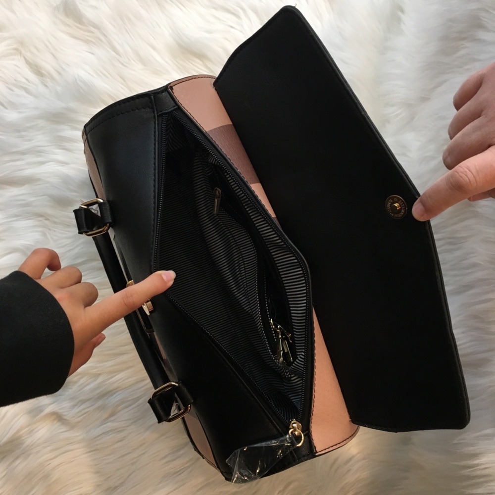 Vegan Leather The Doctor Style Plaid Handbag - Picture 7 of 12